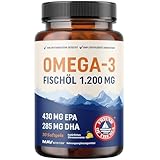Dreifach Starkes Omega-3-Fischöl 1200 mg | EPA & DHA | Wildgefangen, Nachhaltig Gewonnen Omega-3-Fettsäuren | Premium Geruchsneutrale Omega-3-Kapseln | Beste Essenzielle Fettsäuren Weichkapseln