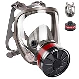 VOCITXI 【Vollgesichts-Atemschutzmaske Wiederverwendbare Vollgesichtsgasabdeckung Survival nukleare und chemische Gasmaske mit 40 mm Aktivkohlefilter Staubmaske Anti-Beschlag gegen Gase organisch für