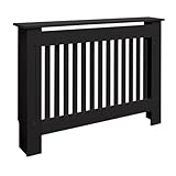 ECD Germany Heizkörperverkleidung Landhausstil 112x19x82 cm Schwarz aus MDF lackiert für Schlafzimmer Wohnzimmer Heizungsverkleidung Heizkörperabdeckung Heizungsabdeckung Heizung Heizkörper Abdeckung