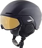 ALPINA Alto Q-LITE - sicherer, stoßabsorbierender & individuell anpassbarer Skihelm für Erwachsene, mit kontrastverstärkendem Visier - Black matt (Gold Mirror) - M (55-59 cm)