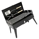 NOLITOY Tragbarer Faltbarer Bbq Grill mit Verstellbarer Höhe und Rutschfestem Schloss Kompakter Outdoor klappgrill für Camping Angeln Klettern Inklusive Zubehör Sicher und Handschonend