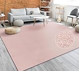 Paco Home Teppich Wohnzimmer Schlafzimmer Esszimmer Kurzflor Moderne Optik Einfarbig Pastell, Grösse:60x100 cm, Farbe:Rosa