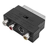 Tiardey Scart-Adapter, Scart auf 3 x RCA20PIN S-Video-Adapter mit IN/Out-Schalter, Composite-AV-Anschluss, Kabel-Adapter-Wechsler for TV, VCR, Virgin Media, Freeview, DVD, Wii, Android Boxe and More