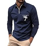Fannyfuny Hemden Herren Polo Hemd Golfshirts Basic T-Shirt Mit Knopfleiste Sports Leichtes Langarmshirt Baqueme Streetwear Sweatshirts Atmungsaktiv Und Hautfreundlich Pullover
