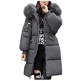 Generisch Daunenjacken Damen Wintermantel Lang Winterjacke Elegant Winter Parka Steppmantel Puffer Jacke daunenmantel Winterparka mit Taschen Und Reißverschluss Wintermantel Damen Lang