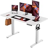 ErGear Höhenverstellbarer Schreibtisch 120 x 60cm Schreibtisch Höhenverstellbar Elektrisch Ergonomischer Steh-Sitz Tisch Computertisch für Heimbüro mit 4 Memory-Steuerung (Weiß)