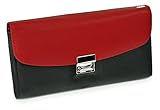 Hamosons â€“ Zweifarbige Profi Kellnerbörse/Kellnergeldbeutel aus Leder, Schwarz mit Rot, Modell 1014