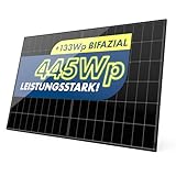 Solarmodul 445W Bifazial Glas-Glas PV-Module mit 2x1,6mm Glas, modernster n-Type Technology, Erweiterungs-Module für Ihre Mini-Solaranlage, Balkonkraftwerk oder DIY Komplettanlage