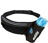 Edifit, Laufgürtel, Bauchtasche Damen Herren, Gürteltasche, Zubehör, mit Getränkehalter, Wasserdicht, mit Zip-Verschluss, Verstellbarer und reflektierender Gurt (Schwarz)