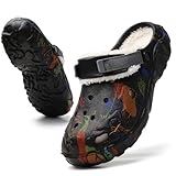Meidiastra Clogs Winter - Damen Herren Warm Hausschuhe wasserdichte Gartenclogs mit mit warmem Futter, Winterschuhe Plüsch Pantoletten für Innen- und Außenbereich Schwarz46