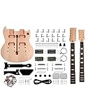 Fistrock DIY E-Gitarre Kit Doppelhals Gitarre Kits Anfänger Kits 12 Saiten Rechtshänder mit Mahagoni Korpus Mahagoni Hals Palisander Griffbrett Chrom Hardware Bauen Sie Ihre eigene Gitarre