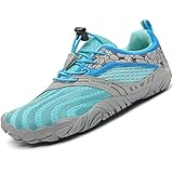 SAGUARO Kinder Barfußschuhe Traillaufschuhe Jungen Mädchen Trainingsschuhe Zehenschuhe rutschfest Walkingschuhe Himmelblau Gr.35