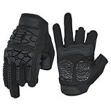 Seibertron T.T.F.I.G 2.0 Men's Tactical Military Gloves Flexible Rubber Knuckle Protective for Combat Hunting Hiking Airsoft Paintball Motorcycle Motorbike Riding Outdoor Gloves Black L