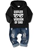 Amissz Babykleidung Set für Baby Jungen Kleidung Outfit, Kinder Jungen Lange Ärmel Brief Print Kapuzenpullover Top + Jeans Hose Bekleidung Weiß 12-18 Monate