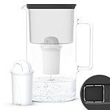 Wessper Wasserfilterkanne Aus Glas 2.5 L Kompatibel Mit Brita Classic-wasserfilterkartuschen | Inklusive 1 Wasserfilter-kartusche, Reduziert Kalk Und Chlor, Schwarz