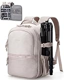 bagsmart Kamerarucksack,DSLR SLR Klein Kameratasche für Fotografen Kompatibel,Schultergurt 2-in-1 Reiserucksack Passend für 12.9' iPad,für Sony,Canon,Nikon,Beige