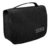 Kulturtasche zum Aufhängen – Praktische Waschtasche, Kosmetiktasche und Waschbeutel als vielseitiges Reisezubehör für Damen, Herren und Unisex (schwarz)