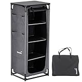 Skandika Campingschrank Ruoka |Hochschrank, Stecksystem ohne Werkzeug, 140 cm hoch, 4 Fächer mit Einlegeböden, Tragetasche, Campingküche | Camping Zubehör, Outdoor Küche, Zelt