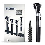 Scian Otoskop Kit – Ear Scope Otoskop mit LED Licht, 3 fache Vergrößerung, 4 Speculum Tips Größe, leichtes Diagnostik Ohrpflege-Tool für Kinder, Erwachsene, hunde, Heimgebrauch (Schwarz)