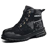 NBOFIEHY Sicherheitsschuhe Damen Leicht Atmungsaktiv Arbeitsschuhe mit Stahlkappe rutschfest Arbeitsstiefel Bequem, Schwarz, 39 EU
