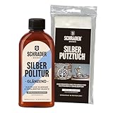 SCHRADER Silberpflege-Set - Silberpoliermittel und Silberputztuch für Schmuck & Besteck - Entfernt Anlaufstellen - 2-teilig