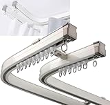 Flexible, biegbare Metall-Gardinenstange, verstellbare Duschvorhangstange, Wand-/Deckenmontage, ideal für Raumteiler und Schlafzimmervorhänge (160 cm, Farbe: Deckenweiß)