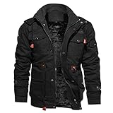 Windjacken Männer Langärmelig Wintern Parka Mantel Große Größen Bequemer Parka Mantel Gentelman Einfarbige Wandern Revers Winddicht mit Druckknöpfen Casuale