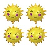 4 Stück Folienballon Blume, Folienballon Sonne, Luftballons Folienballons, Luftballon Sonne, Luftballon Geburtstag Deko, Für Sonne Thema Party Geburtstag Baby Shower,Sommerparty Ballon