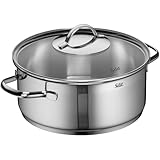 Silit Achat Kochtopf groß 24cm, Glasdeckel, Bratentopf Induktion 4,1l, Edelstahl teilmattiert, unbeschichtet, backofengeeignet, spülmaschinengeeignet, säurefest