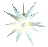 GURU SHOP 3D Außenstern Kaspar, Weihnachtsstern, Faltstern mit 18 Spitzen Incl. 7 m Kabel & LED Leuchtmittel - Ø 55 cm Trafo Weiß, Kunststoff, Weihnachtsstern, Adventsstern