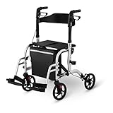 Uniprodo UNI_ROLL_03 2in1 Rollator Transportstuhl Gehhilfe 2 in 1 Rollator mit Fußstützen