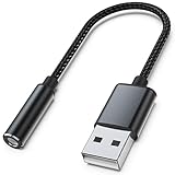 Reagle USB Soundkarte Adapter USB-A auf 3,5 mm Klinke DAC 24 Bit 96 kHz Externe Audio Karte für PC Laptop Nylonkabel Aluminiumgehäuse Schwarz