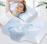 Hypuno Memory Foam Nackenkissen Ergonomisches Orthopädisches Kopfkissen für Nacken- und Schulterschmerzen - Kühlendes Schlafkissen für Seitenschläfer, Rücken- und Bauchschläfer mit Nackenstütze
