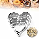 5 Stück Ausstechformen Herz Set-5, Ausstechformen Herzen, Edelstahl Ausstecher Set, Keksausstecher Geeignet für Kekse, Fudge, Brotfrüchte(Silber)