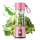Tragbarer Mixer für Smoothies und Shakes – Personal Blender kabellos USB wiederaufladbar, starke Schneidkraft mit 6 Edelstahlklingen, Mini Mixer frisch gepresst für Büro/Zuhause/Fitnessstudio