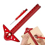 Yianyal Werkzeug für Schreinerei, quadratisches Lineal mit Winkelmesser | Multifunktions-Präzisionslineal aus leichtem und verstellbarem Aluminium für Messungen und Markierungen