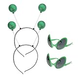 OATIPHO 2 Sätze Abschlussball-stirnband-brille Party Neuartige Beinbrille Cosplay Außerirdisches Stirnband Und Brille Headset Haarschmuck Halloweenkostüm Grünes Alienkostüm Green Plastik