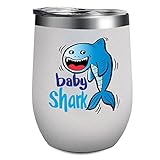 Kameez Edelstahl Wasserflasche mit Deckel und Strohhalm Weinbecher Niedlich Baby Shark Inspirierende Tasse Wasserflaschen Vintage Geschenk für Oma Reisebecher