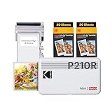 KODAK P210 Mini 2 Retro, Mobiler Farbig Handy Fotodrucker, Kompatibel mit Smartphone (iOS & Android), Bluetooth, 54x86 mm, 4Pass-Technologie, Laminierung, 68 Blatt, Weiß