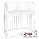 babybay Boxspring Beistellbett aus massivem Buchenholz mit Matratze Classic Soft / Kinderbett Höhe stufenlos verstellbar & umweltfreundlich / mitwachsendes Babybett (weiß lackiert)