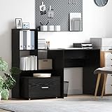 Tidyard Schreibtisch Schwarze Eiche 131,5 x 50 x 106,5 cm Holzwerkstoff Arbeitstisch Laptoptisch für Arbeitszimmer Kinderzimmer Studenten