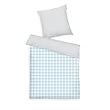 Tom Tailor Flanell-Bettwäsche, 65x100 cm + 160x210 cm, 100% Baumwolle/Flanell, mit Wendemotiv und farbigem Reißverschluss, Classic Check Grau, Hellblau (Light Grey & Sky Blue)