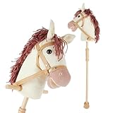 Bieco Steckenpferd Ginger | Hobby Horse | Rollen | Holz Stab | Stock Pferde Schöne für Kinder Stockpferd Kleinkind Zubehör Bibi und Tina