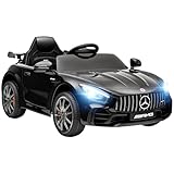 AIYAPLAY Kinder Elektroauto 12V Kinderauto mit 2,4G Fernbedienung, Kinderfahrzeug mit Hupe, MP3, Musik, Sanftstart, Rückwärtsfunktion 3-5 km/h Elektrofahrzeug für 3-6 Jahre, Schwarz