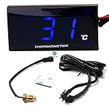 TOTMOX Universelles digitales LED-Motorradthermometer mit Sensor, Wassertemperaturanzeige 0-120 ℃ für Rennmotorrad-Scooter 12 V