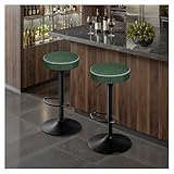 STOOLINK 2er Set Barstuhl, Barhocker Höhenverstellbar Barstuhl mit Mikrofaser-Leder, Barhocker mit Fußstütze und Ohne Lehne, Tresenhocker 150kg Barstuhl 360° Drehbar-Grün