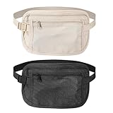 Guduling 2 Stück Bauchtasche Diebstahlsicher,Verdeckten Geldgürteln,Bauchtasche Flach für Bargeld Karten Reisepässe Schlüssel,Money Belt zum Laufen und Spazierengehen mit dem Hund