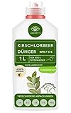 Kirschlorbeer Dünger flüssig 1 L - 100% Turbo Schnelldünger mit Guano - Füssigdünger Kirschlorbeer - Dünger portugiesischer Kirschlorbeer - Kirschlorbeerdünger für Lorbeerhecke