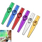 6 Stück Kazoos, Kazoo Instrument, Kazoo Metall, Geeignet für Kinder, Erwachsene Und Musikanfänger, Kinder Party Favors Geschenke(Gold/Grün/Rot/Blau/Silber/Lila)
