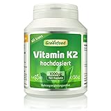 Vitamin K2 (MK7, all-trans), 1000 µg, hochdosiert, 150 Kapseln - für Knochenerhalt und eine normale Blutgerinnung. OHNE künstliche Zusätze. Ohne Gentechnik. Vegan.